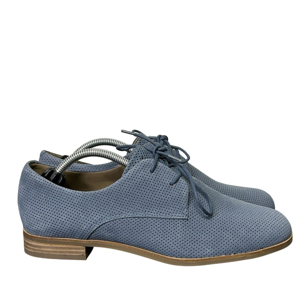 Ecco‎ Blue Perforated Suede Lace-Up Derby Shoes Oxfords Women's EU 39 (US 8/8.5)